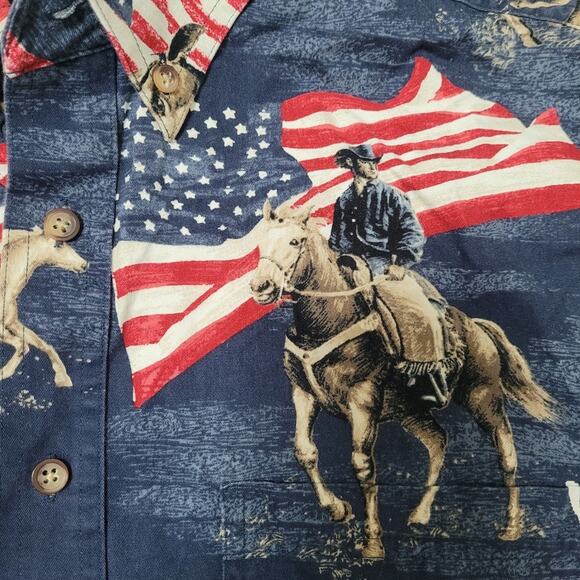 Bit & Bridle Patriotic Horseman Men's Short Sleeve Shirt size Medium - Picture 7 of 8